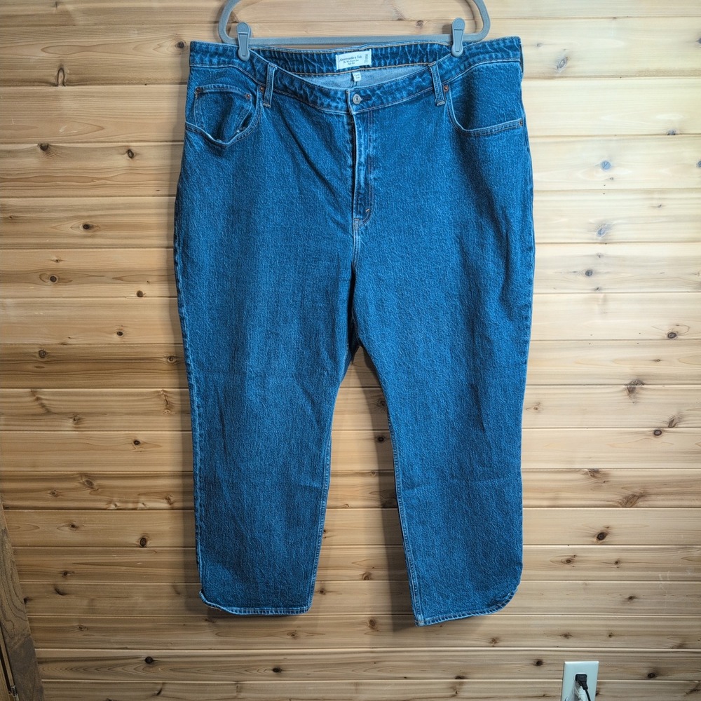 Abercrombie & Fitch Curve Love 90s Relaxed High Rise Jeans Blue 22S Short